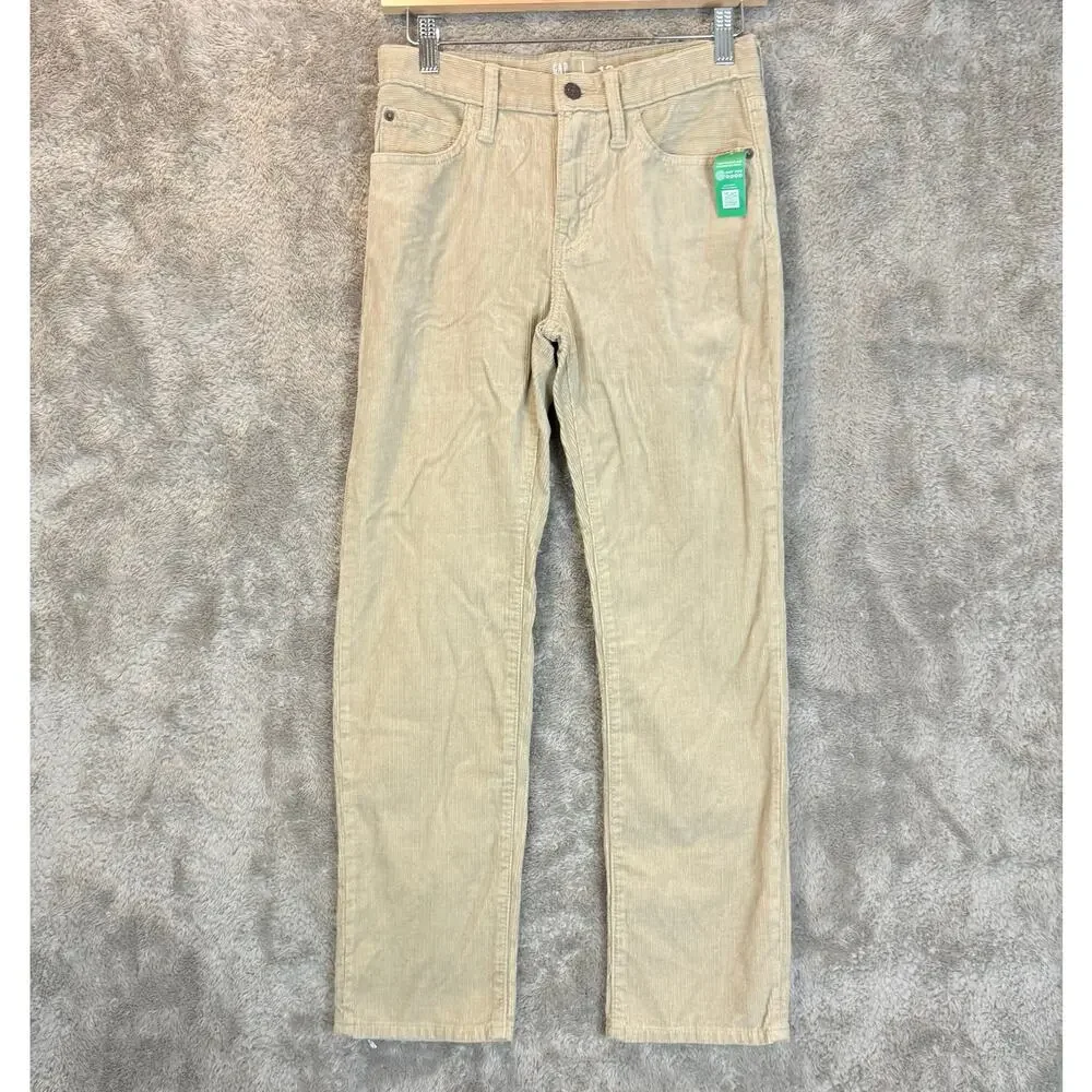 NWT Gap Tan Khaki Corduroy Jeans Pants 90s Original Straight Boys 12